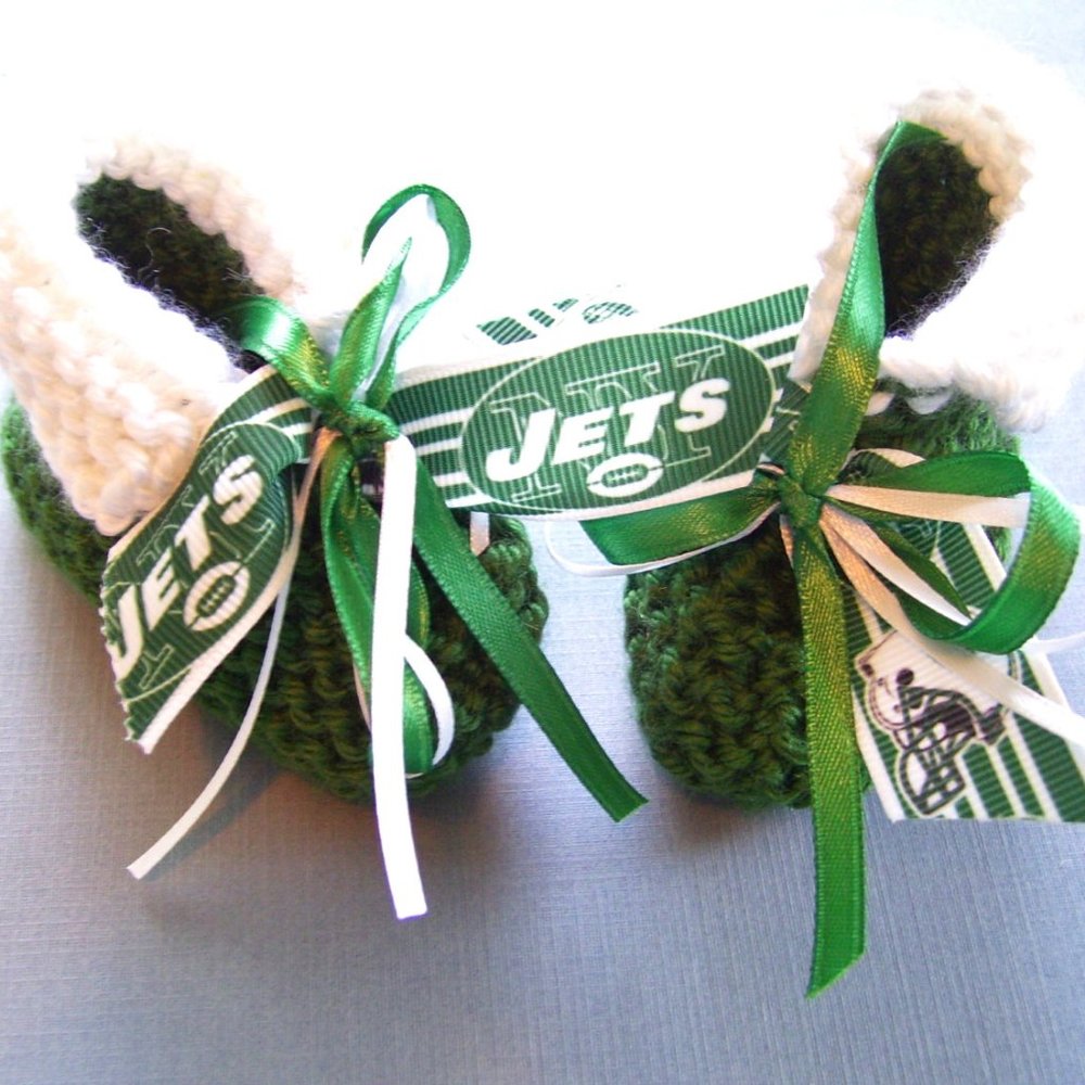 New York JETS Handmade Football Baby Booties *NEW*